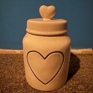 Rae Dunn Cream Heart Ceramic Jar